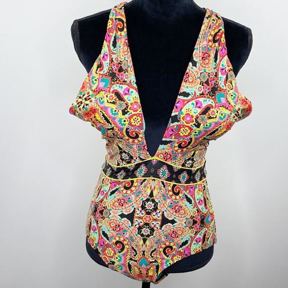 Laundry by Shelli Segal Paisley One Piece Swimsuit Women's Size Large L - Picture 1 of 9